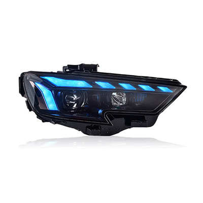 Assemblage de phares Audi A3 2017-2020 avec lentille LED modifiée à eau courante et signal de virage