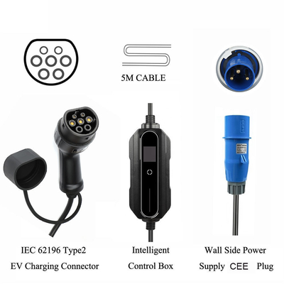 Chargeur de voiture électrique noir portable pour la maison 10A 16A 20A 24A 32A Ev pour le remplacement / réparation