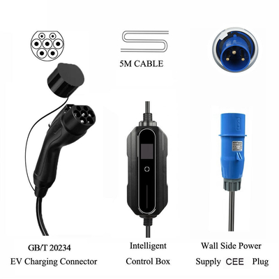 Chargeur de voiture électrique noir portable pour la maison 10A 16A 20A 24A 32A Ev pour le remplacement / réparation