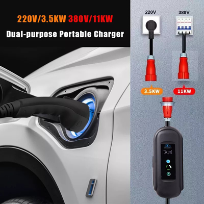 Grand Chargeur de voiture IEC 62196 de type 2 16A 400V AC Mode 2 de charge EVSE 11KW
