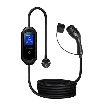 Affichage LCD Chargeur portable de véhicule électrique de type 2 de 7 kW avec prise bleue CEE et courant réglable